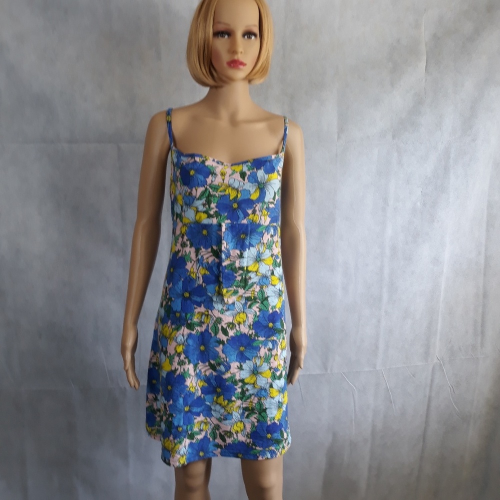 Top Shop sun dress, large, blue/green
